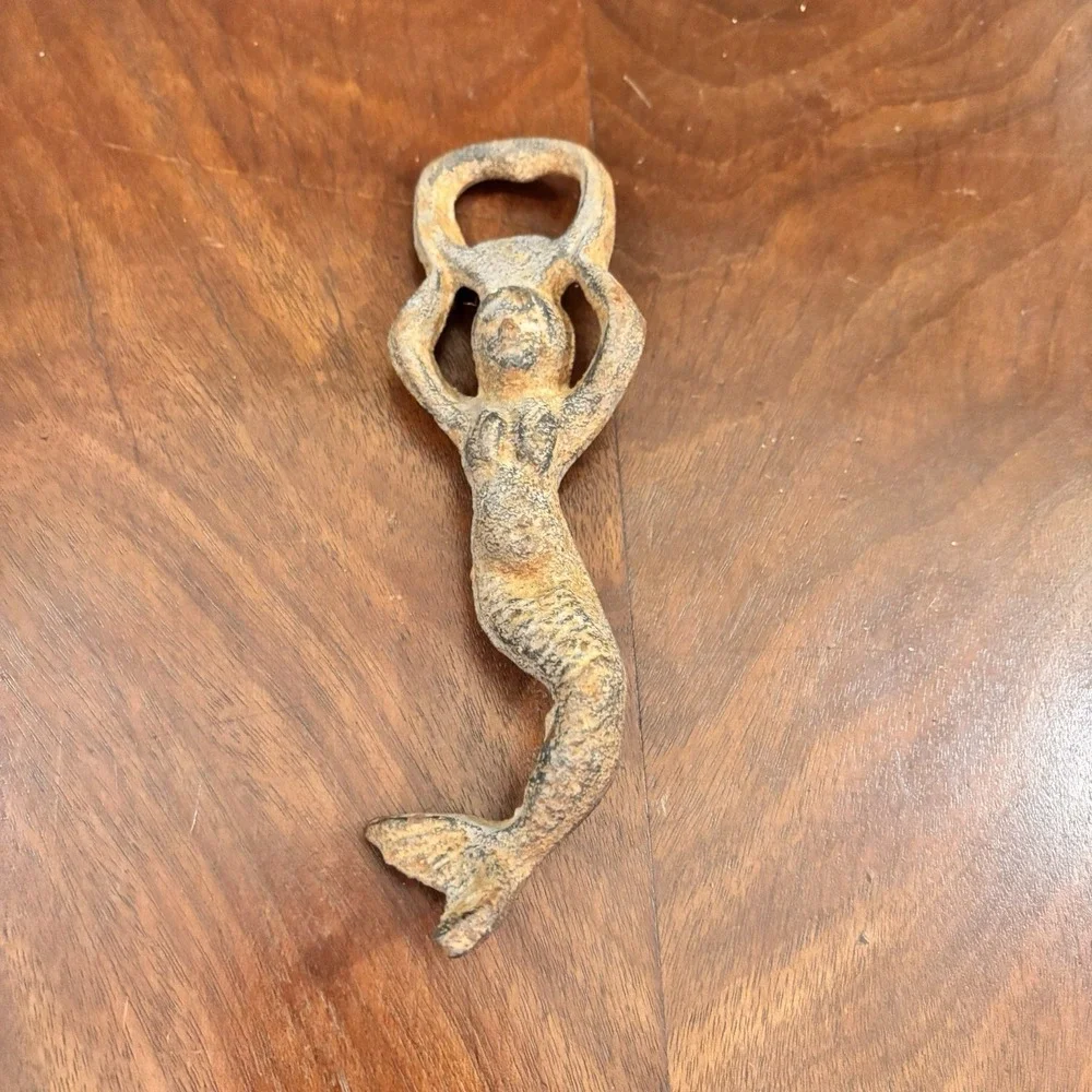 Set of 6 ‎ Cast Iron Mermaid Bottle Openers & Wall Hooks Nautical Decor Beach